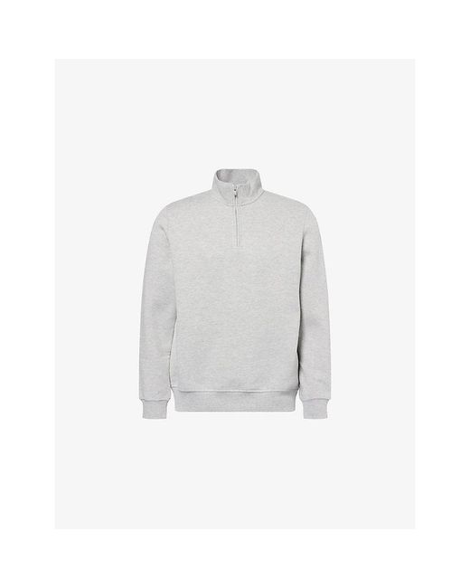Arne White Essential Slim-Fit Half Zip Cotton-Blend Jumper for men