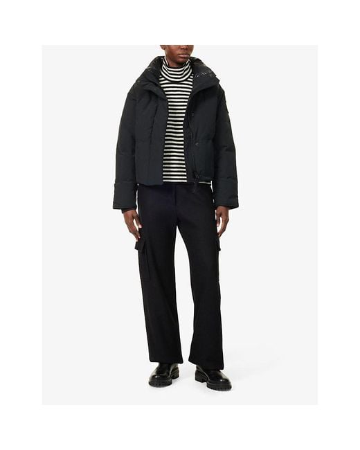 Canada Goose Black Grandview Logo-Patch Cropped Shell-Down Puffer Jacket