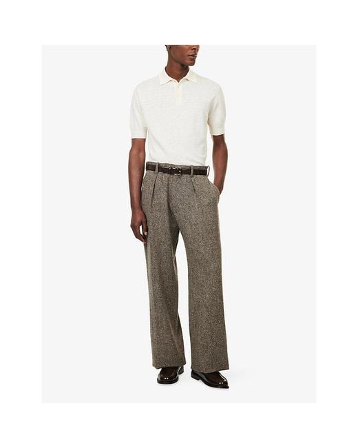 Drake's White Short-Sleeve Linen And Cotton-Blend Polo Shirt for men