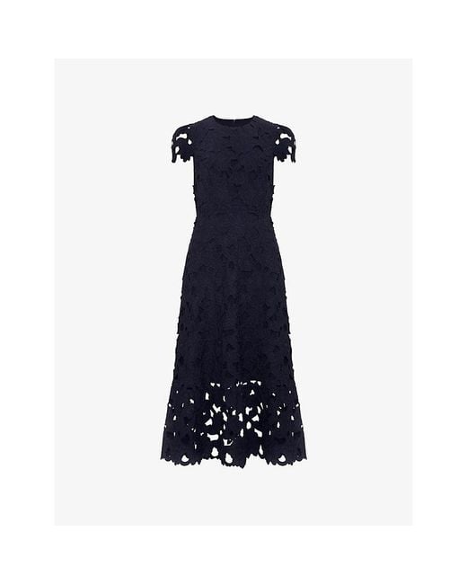 Phase Eight Blue Leilani Lace-Embroidered Woven Midi Dress
