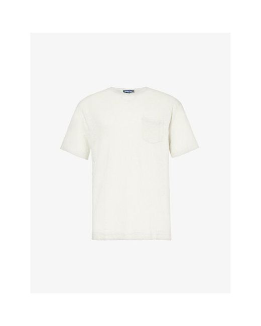 Frescobol Carioca White Carmo Patch-pocket Linen T-shirt for men