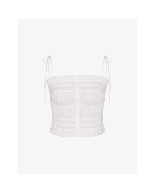 Skims White Poplin Apparel Ruffle Cotton-Blend Cami Top