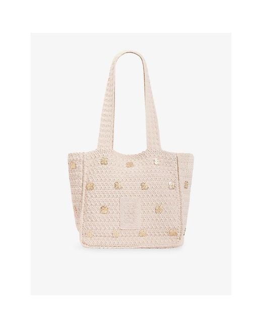 Sandro Natural Tassel Crochet Shoulder Bag