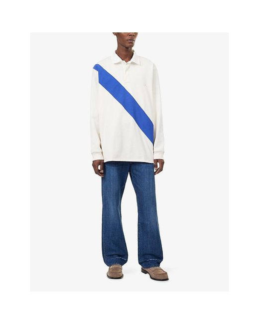 Wales Bonner Blue Studio Corduroy-Trim Denim Jeans for men
