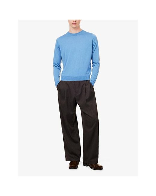 John Smedley Blue X Bill Nighy Crew-Neck Merino Wool Jumper for men