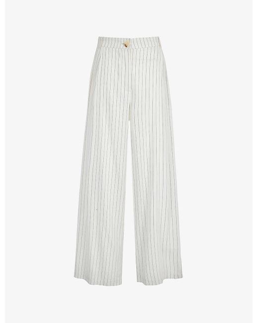 ALIGNE White Hainault Pinstripe Wide-leg Mid-rise Stretch-woven Trousers