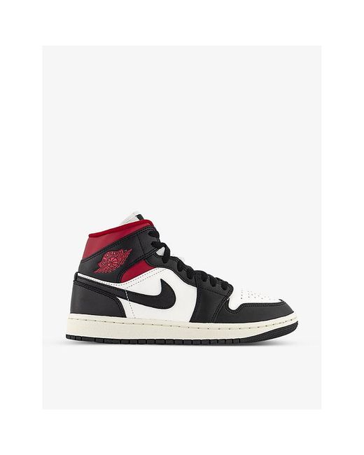 Nike Air Jordan 1 Mid Leather Mid-top Trainers in Black | Lyst Canada