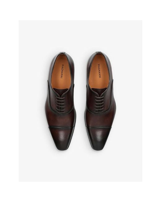 Magnanni Shoes Brown Milos Toecap-stitched Leather Oxford Shoes for men