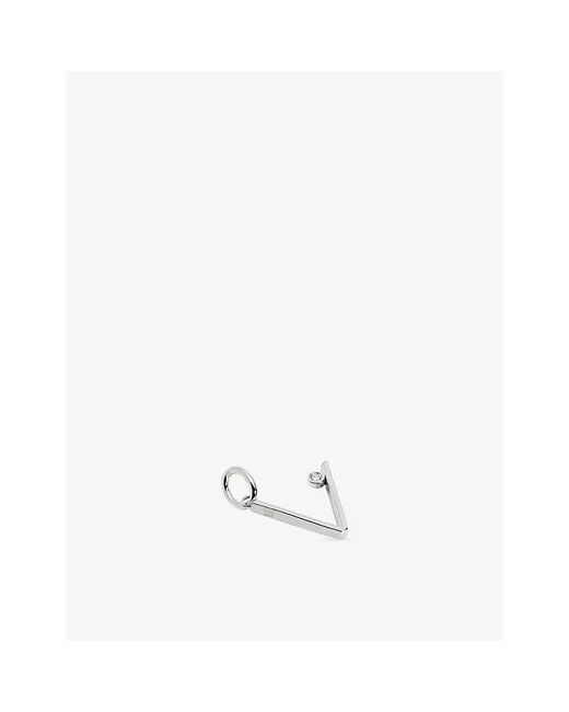 Monica Vinader White Solitaire Diamond Initial V Sterling- And 0.035Ct Lab-Grown Diamond Pendant