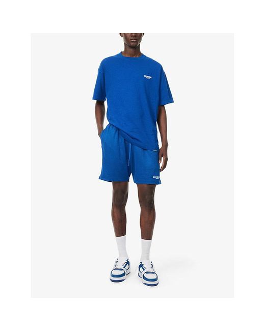Represent Blue Owners Club Brand-print Mesh Shorts for men