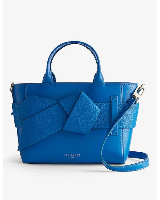 Ted Baker Blue Jimisie Knot-embellished Faux-leather Hand Bag
