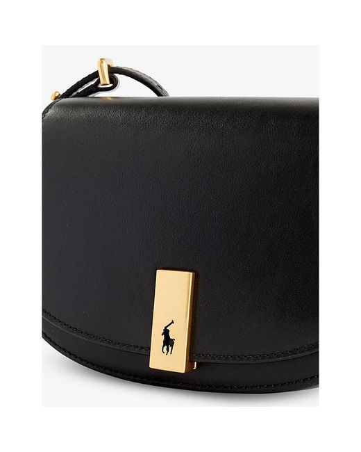 Polo Ralph Lauren Black Saddle Leather Crossbody Bag