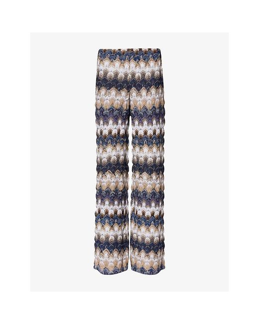 Missoni Multicolor Straight-Leg Raschel-Lace Knitted Trousers