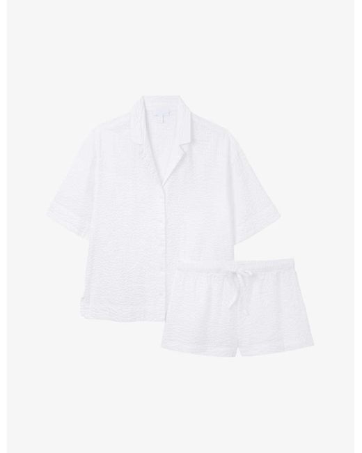 The White Company White The Company Relaxed-fit Short-sleeve Seersucker Cotton Pyjama Set