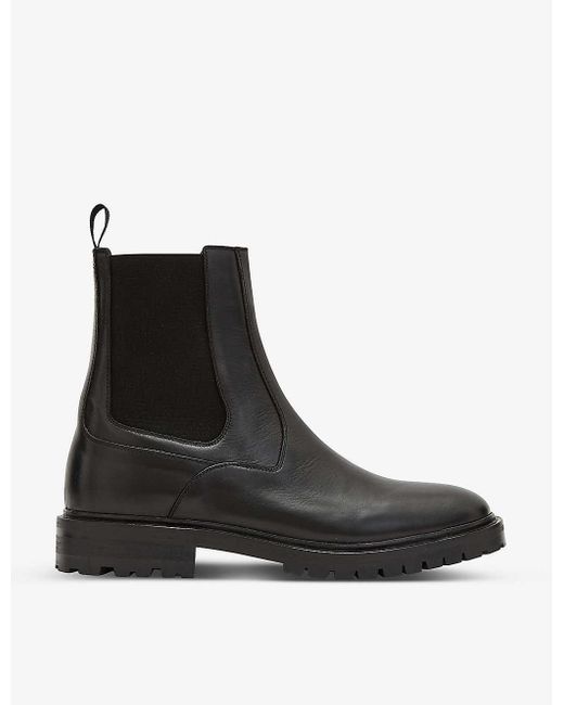 AllSaints Melos Chunkysoled Leather Chelsea Boots in Black for Men Lyst