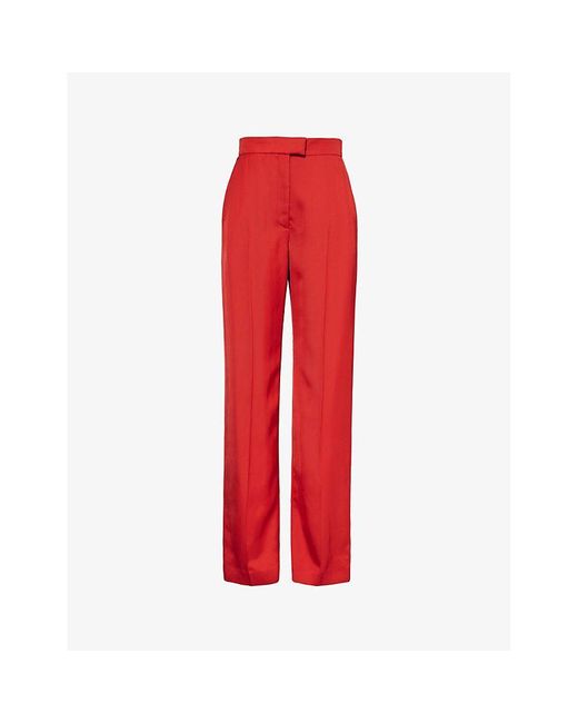 Alexander McQueen Red Straight-leg High-rise Woven Trousers