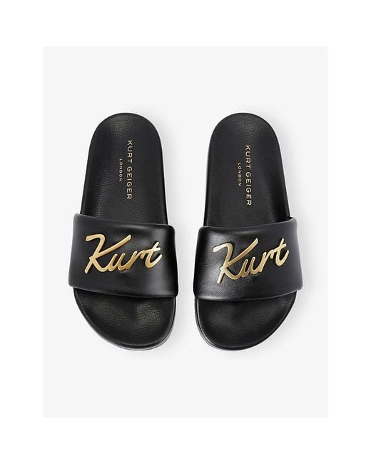 Kurt Geiger Black Meena Kurt Faux-Leather Slides