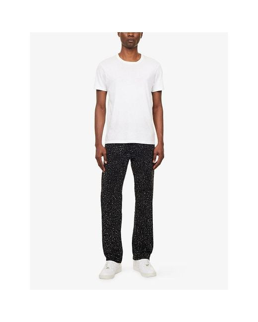 True Religion Black Crystal Bobby Big T Embellished Denim Jeans for men