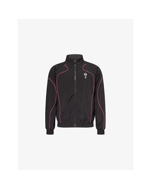 Trapstar Black Foundation Embroidered-Logo Shell Tracksuit Jacket for men