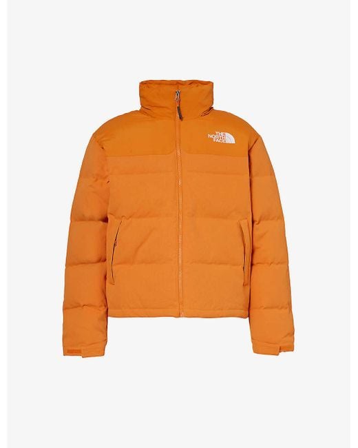 The North Face Orange Nuptse Brand-embroidered Regular-fit Canvas Recycled-down Jacket Xx for men