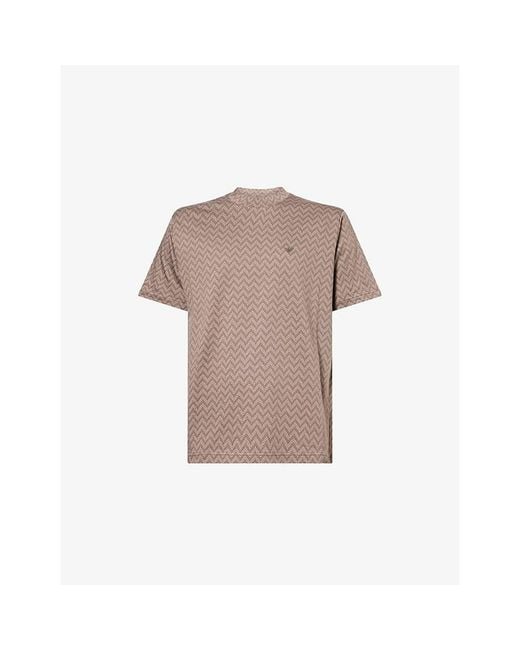 Emporio Armani Natural Icon Chevron-Print Cotton-Jersey T-Shirt for men