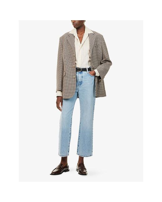 FRAME Brown The Houndstooth Stretch-Woven Blazer