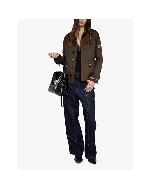 Zadig & Voltaire Brown Patch-Pocket Military Cotton Jacket