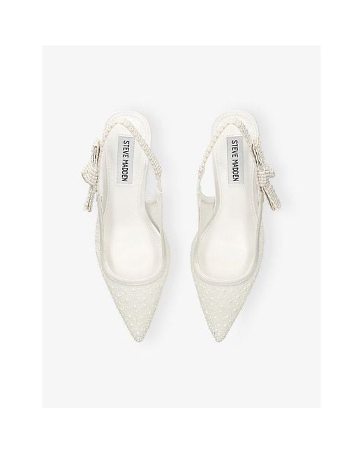 Steve Madden White Ensemble Pearl Woven Sling-Back Courts