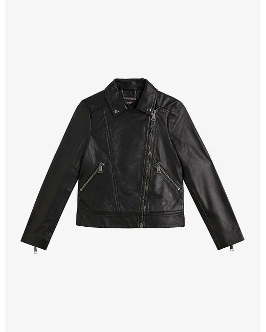 Ted Baker Ellaar Slim-fit Leather Biker Jacket in Black | Lyst UK