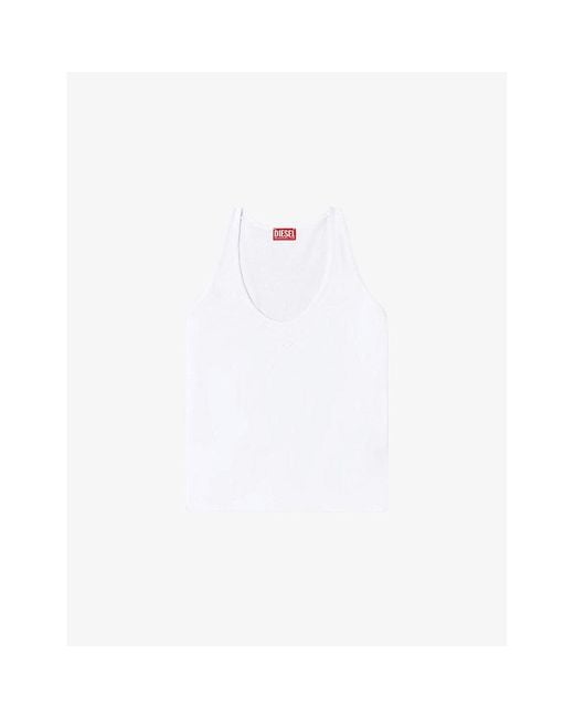 DIESEL White T-Ipsya-Lkds Logo-Embroidered Stretch-Cotton Tank