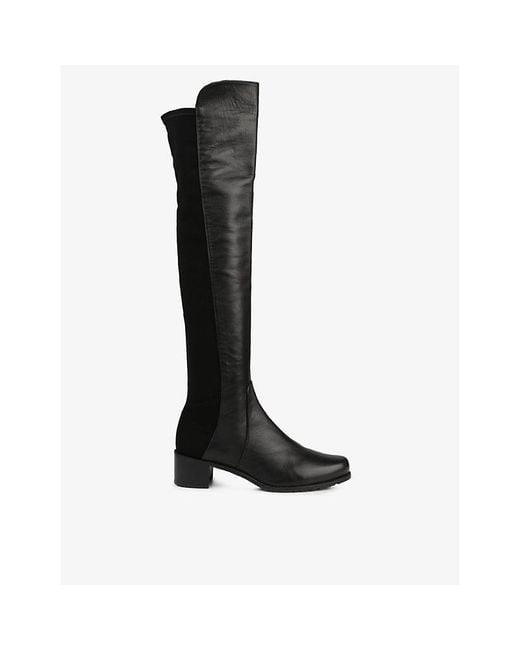 Stuart Weitzman Black Reserve Stretch-Back Leather Boots