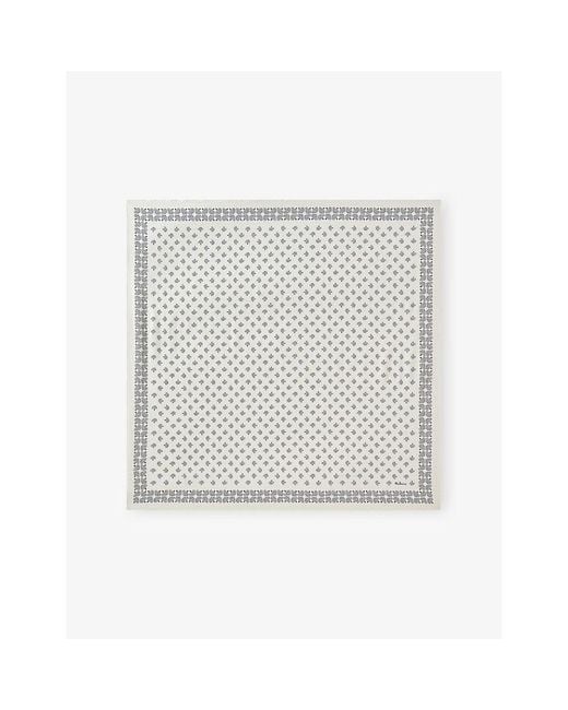 Mulberry White Tree-Print Cotton Square Scarf