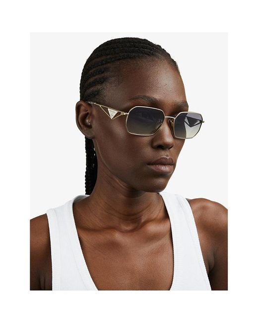 Prada White Pr A51s Irregular-frame Metal Sunglasses