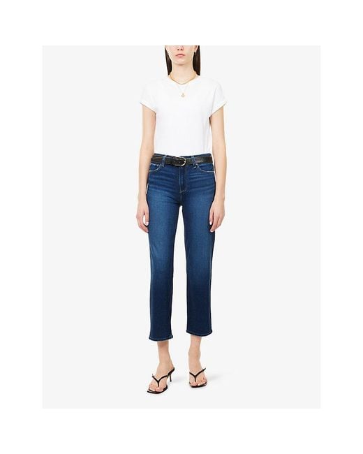 PAIGE Blue Mason Ankle Straight-Leg Mid-Rise Stretch-Denim Blend Jeans