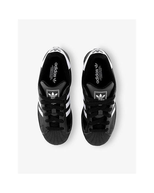 Adidas Black Superstar Ii Pony-Hair Leather Low-Top Trainers for men