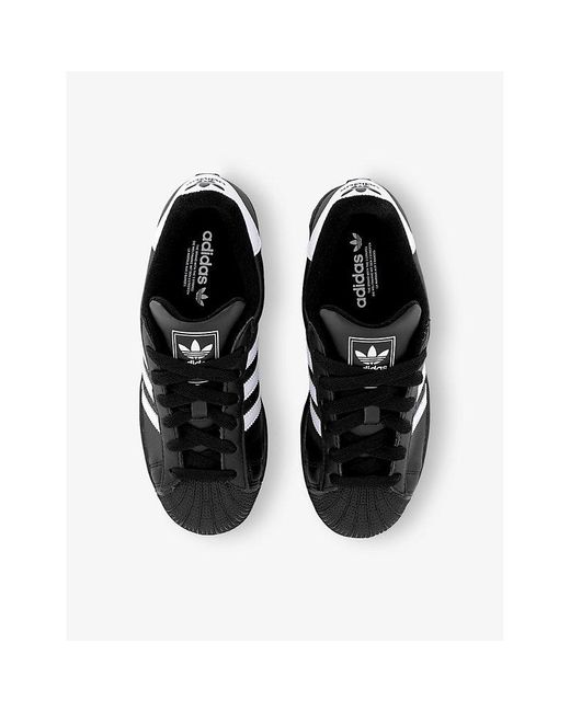 Adidas Black Superstar Ii Pony-Hair Leather Low-Top Trainers for men