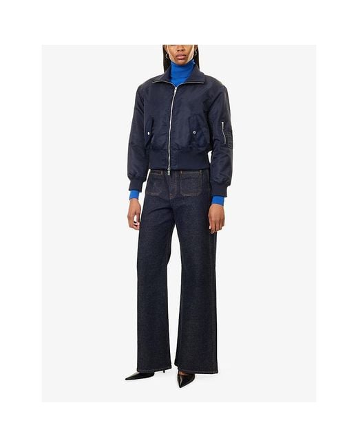 Frankie Shop Blue Storm Cropped Bomber Jacket