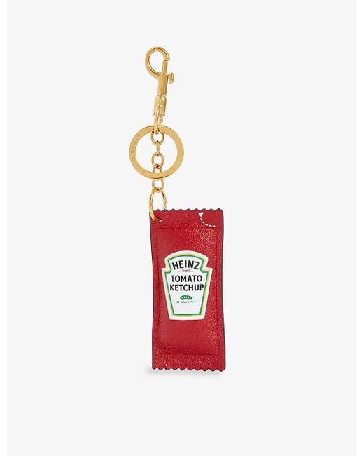 Anya Hindmarch Red Heinz Ketchup Logo-engraved Leather Keyring