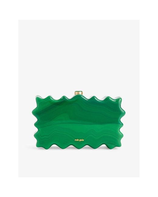 Cult Gaia Green Paloma Branded Acrylic Clutch Bag