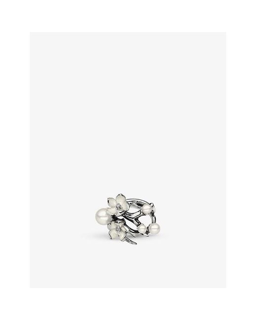 Shaun Leane White Cherry Blossom Sterling Silver, Pearl And Diamond Ring