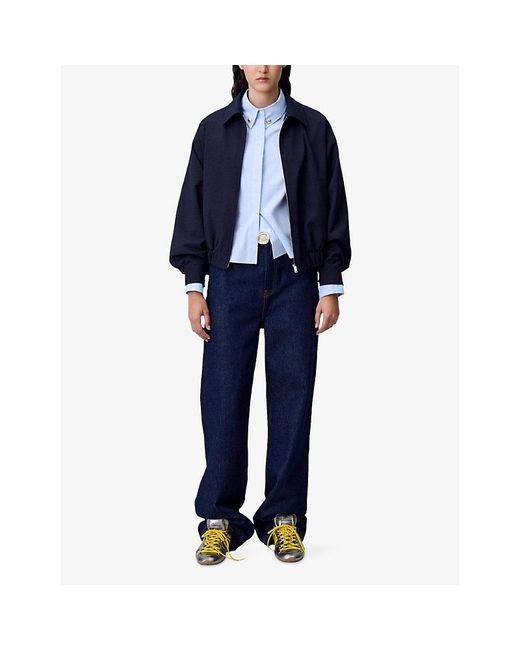 Claudie Pierlot Blue Long-Sleeved Button-Detail Cotton Shirt