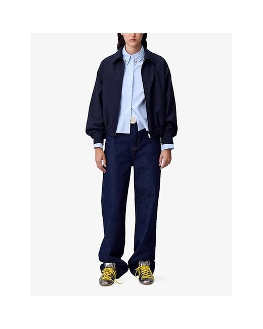 Claudie Pierlot Blue Long-Sleeved Button-Detail Cotton Shirt