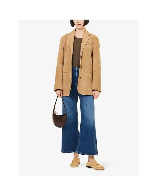 Citizens of Humanity Blue Lyra Wide-Crop-Leg Stretch-Denim Blend Jeans