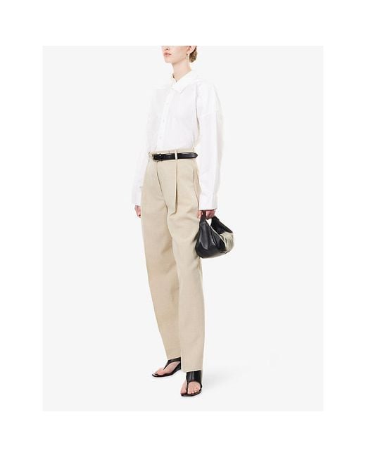RÓHE Frames Natural Daria Pleated Wool-Blend Trousers
