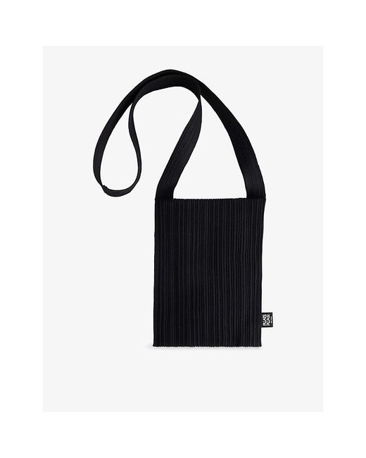 Pleats Please Issey Miyake Black Plisse Knitted Crossbody Bag