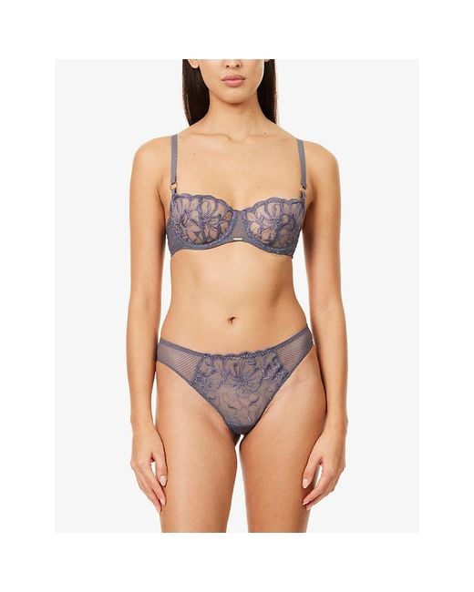 Chantelle Purple Fleurs Tanga Lace Briefs