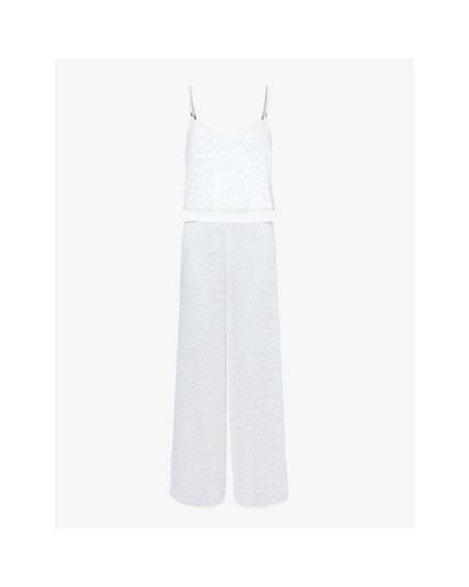 Bluebella White Cassat Cami Semi-sheer Woven Pyjama Set