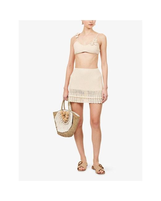 Devon Windsor Natural Wrenn Crochet Mini Skirt