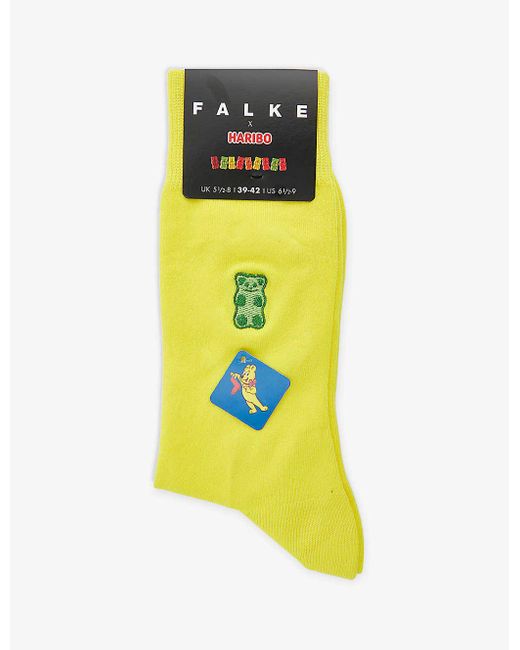 FALKE X Haribo Logo-embroidered Ankle-rise Stretch-cotton Blend Socks ...