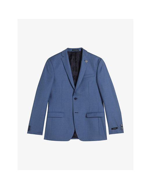 Ted Baker Blue Camdejs Slim-fit Single-breasted Wool Suit Jacket for men
